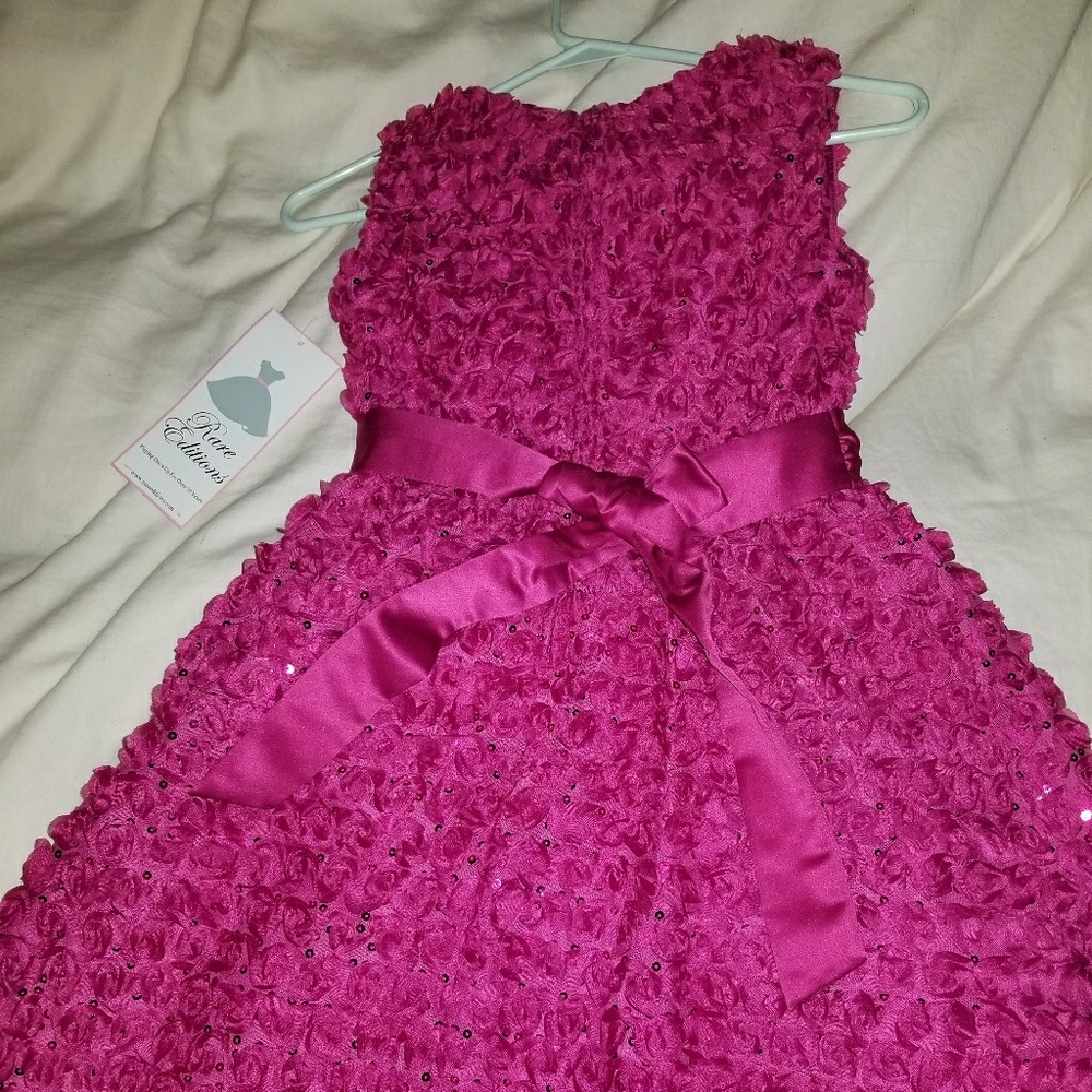 Girl's Formal Floral Fuchsia Dress Never Worn - Picture 4 of 5